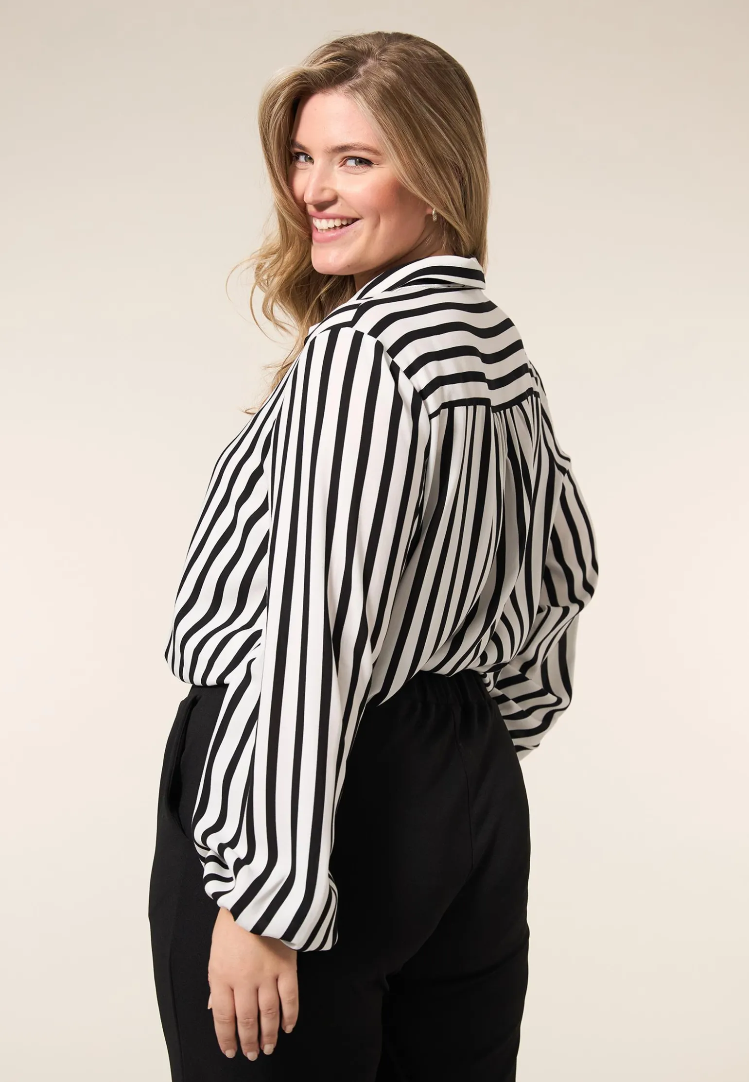 Outlet Miss Etam Blouse streep zwart Multi zwart