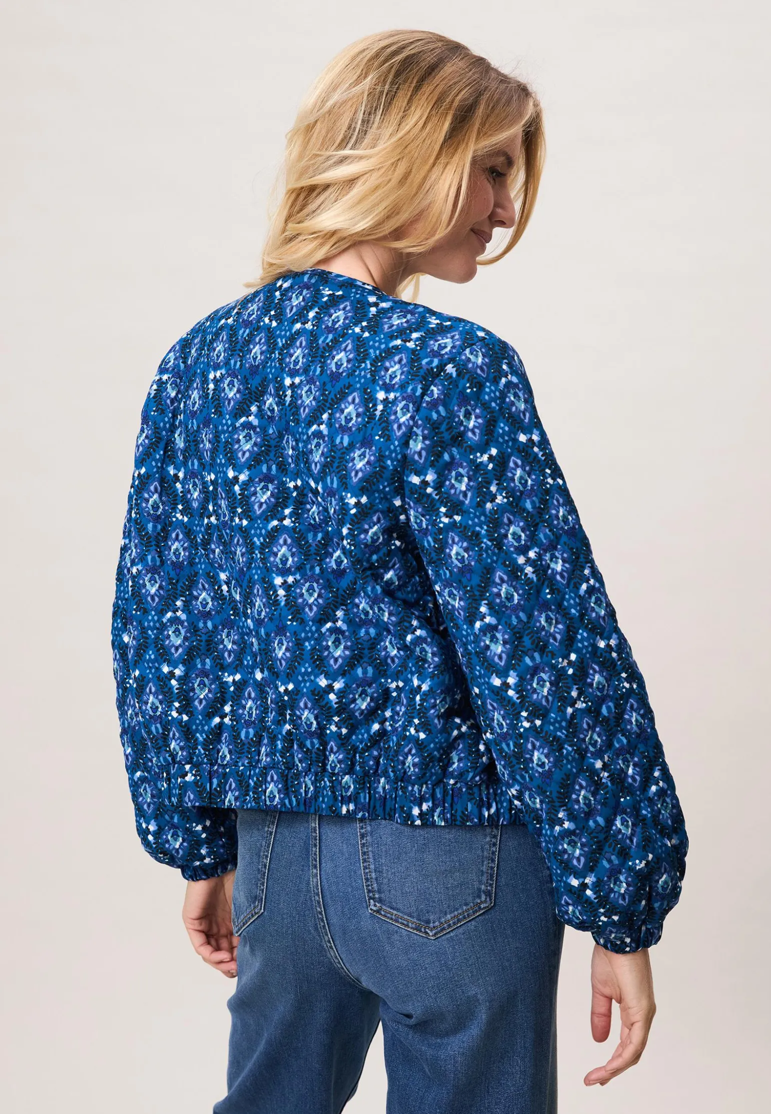 Outlet Miss Etam Bomber padded print blauw Multi cyan