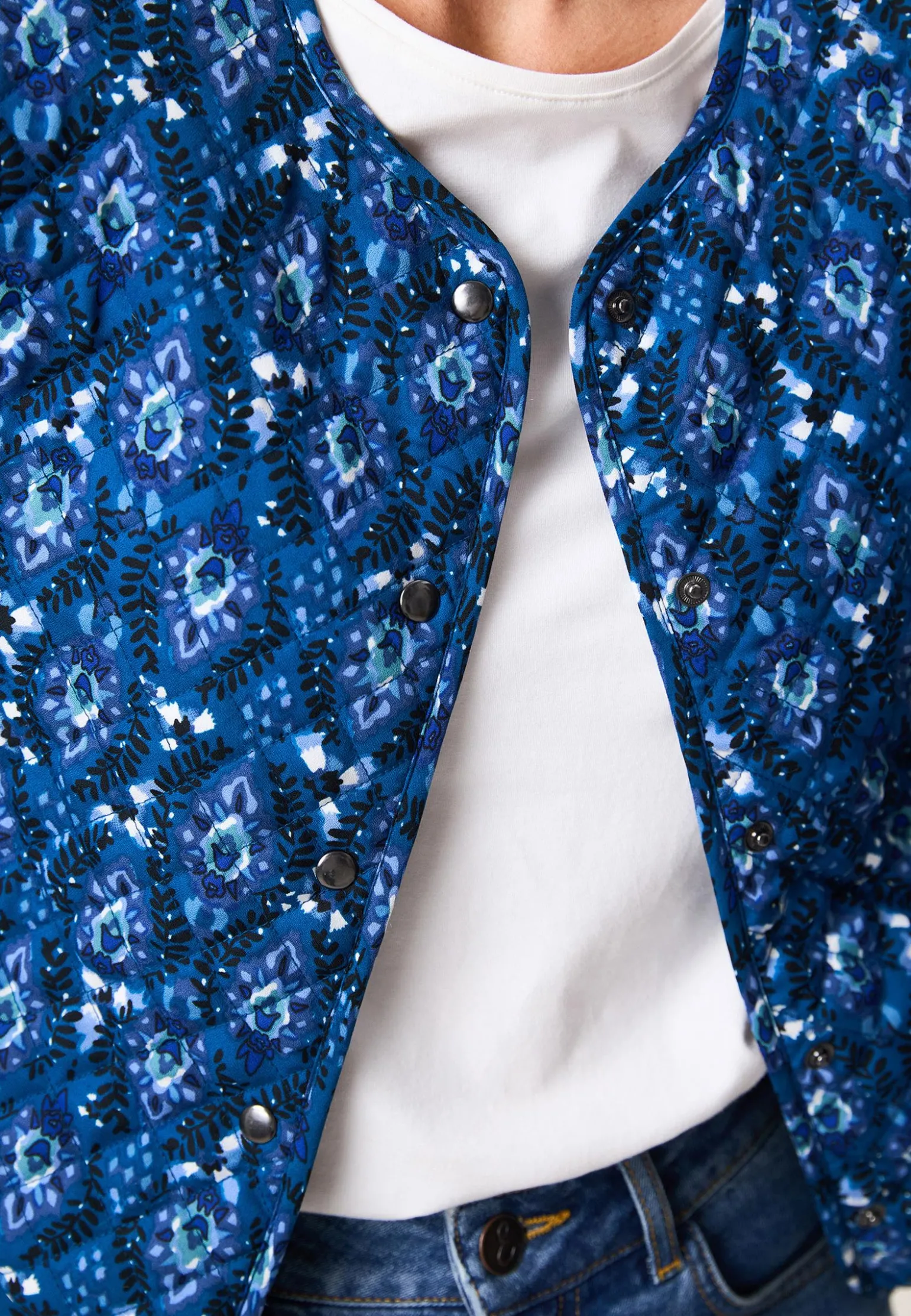 Outlet Miss Etam Bomber padded print blauw Multi cyan