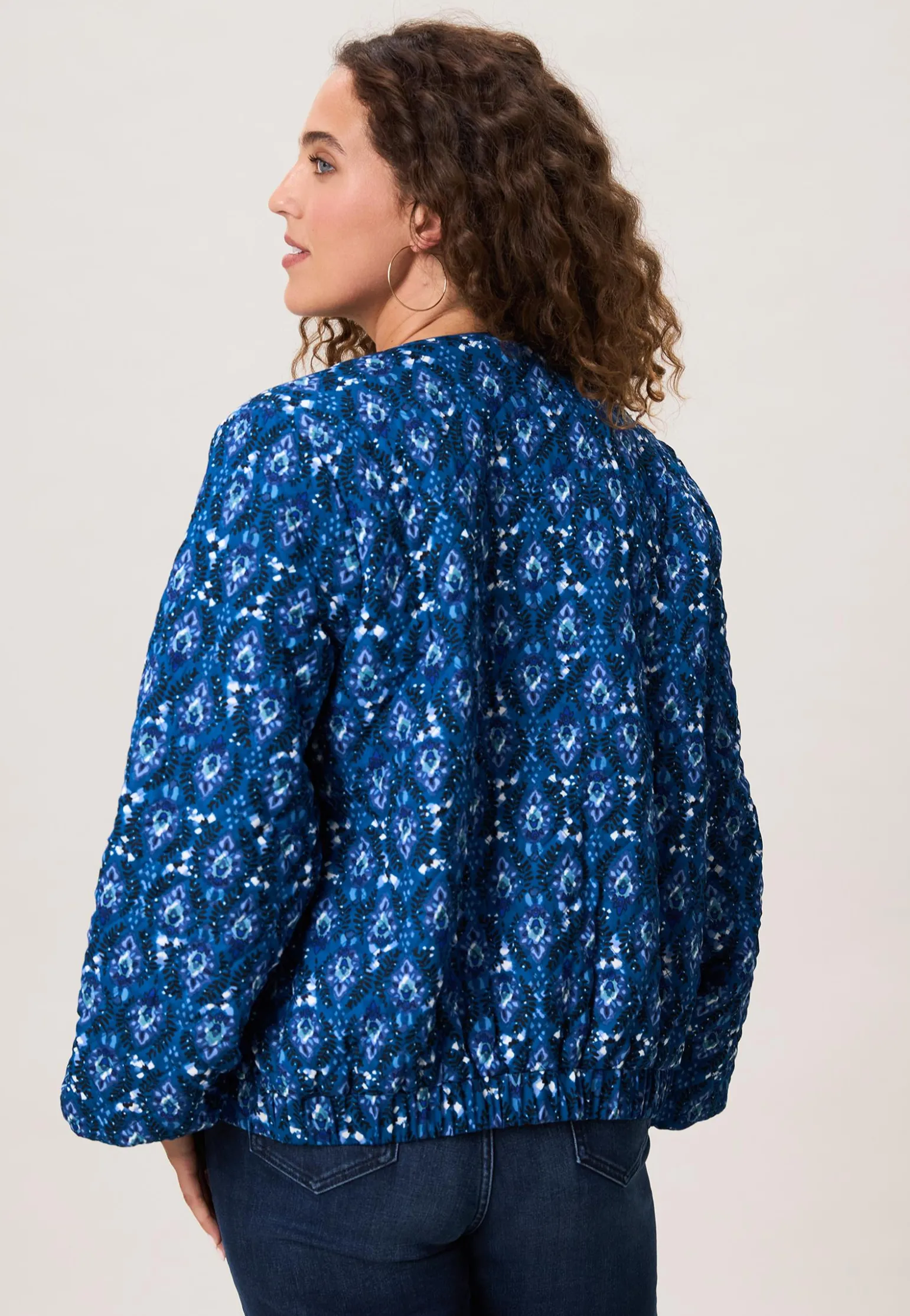 Outlet Miss Etam Bomber padded print blauw Multi cyan