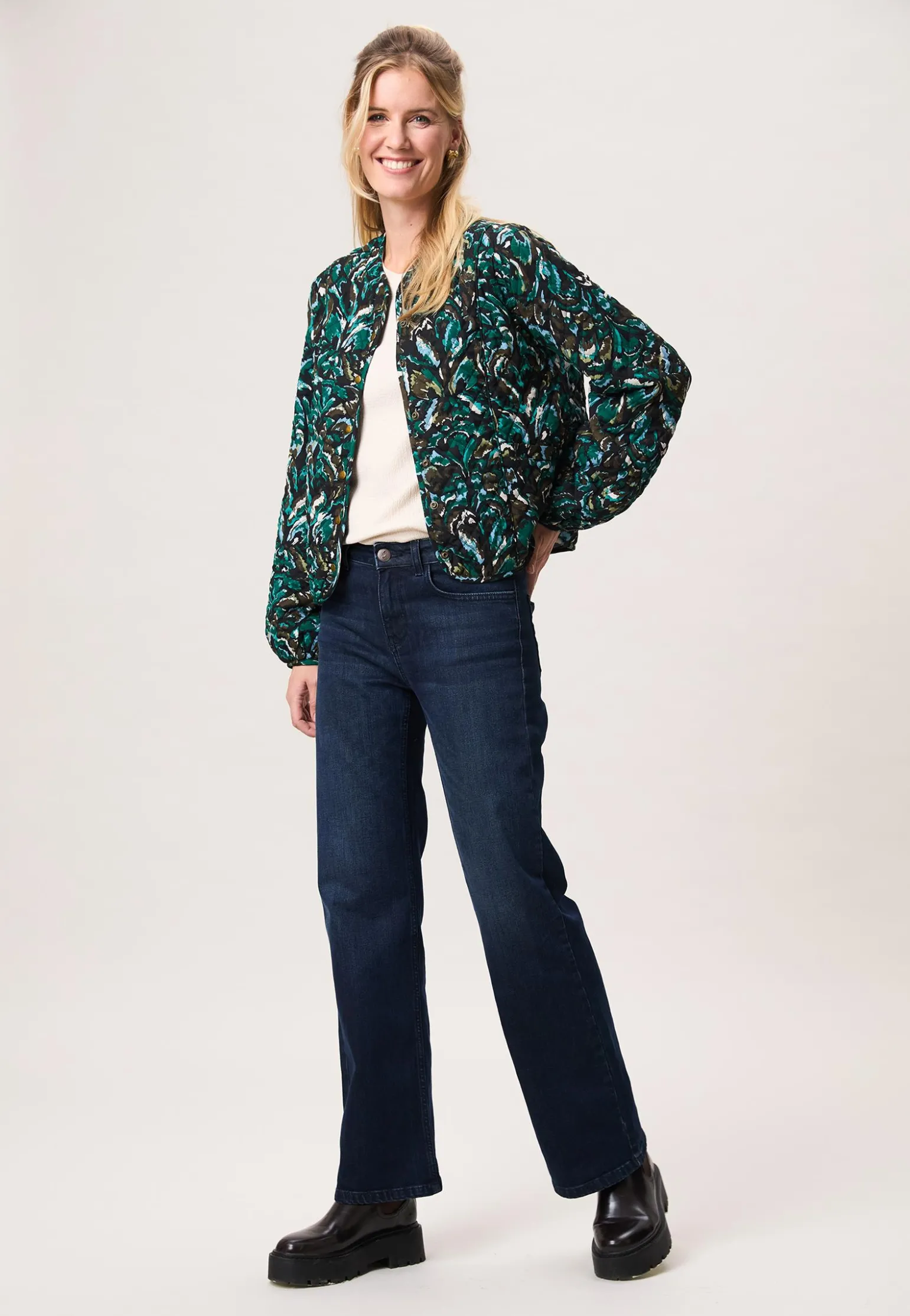 Online Miss Etam Bomber padded print groen Multi green