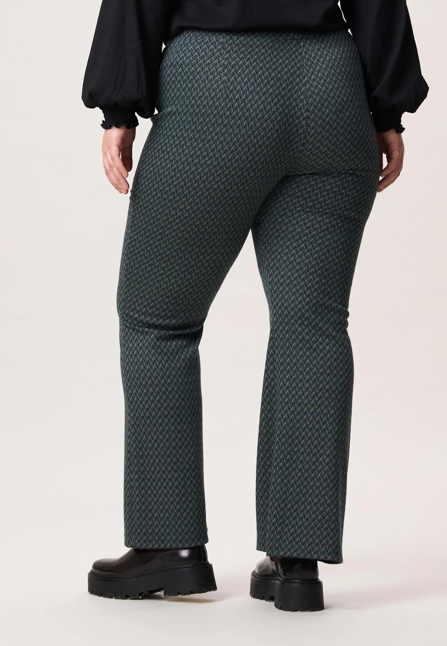 Sale Miss Etam Broek flared print groen Multi cyan