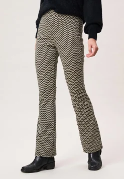 Best Miss Etam Broek flared print zwart beige Multi zwart
