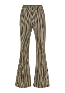 Best Miss Etam Broek flared print zwart beige Multi zwart
