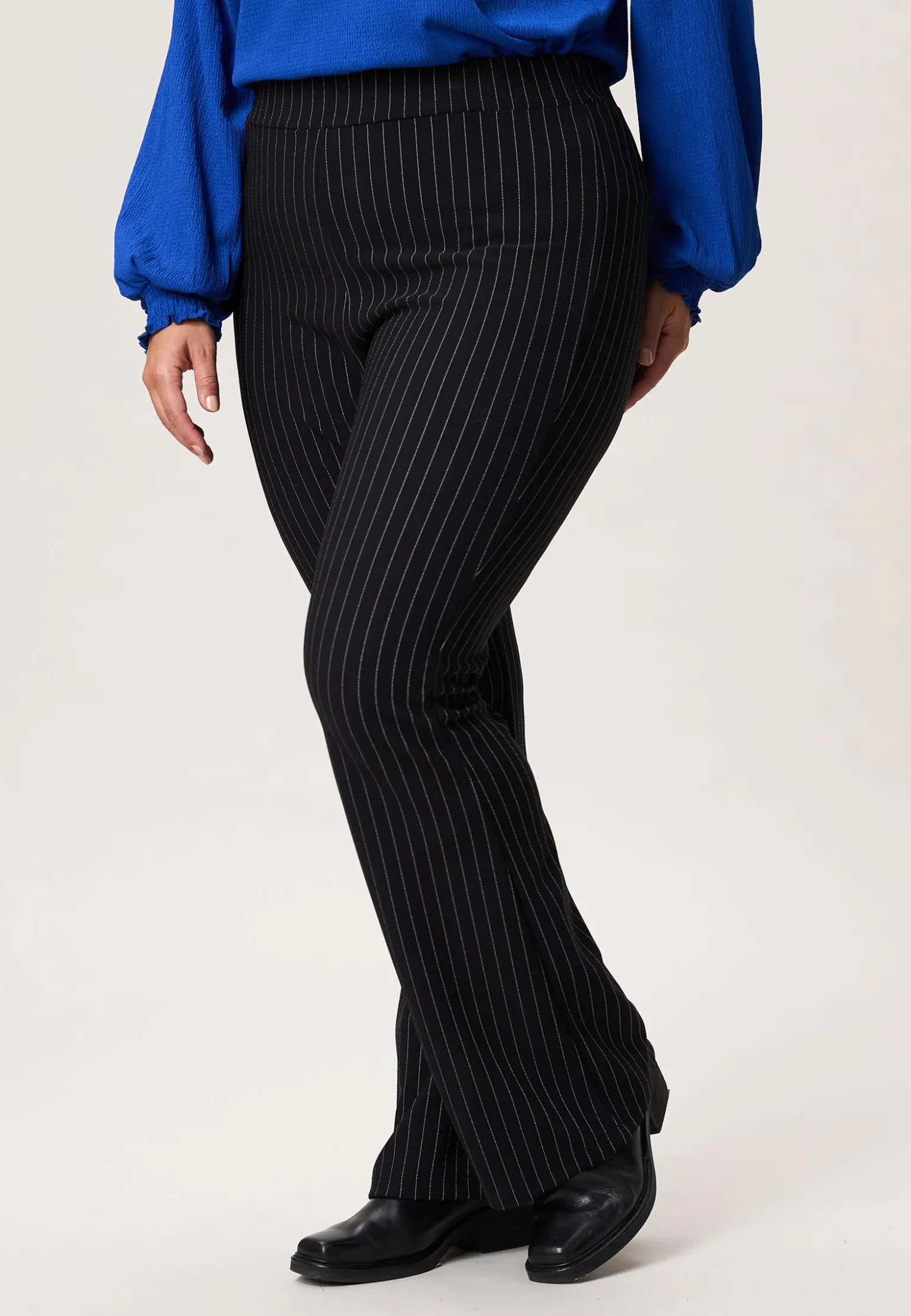 Outlet Miss Etam Broek flared streep zwart 32" Multi zwart