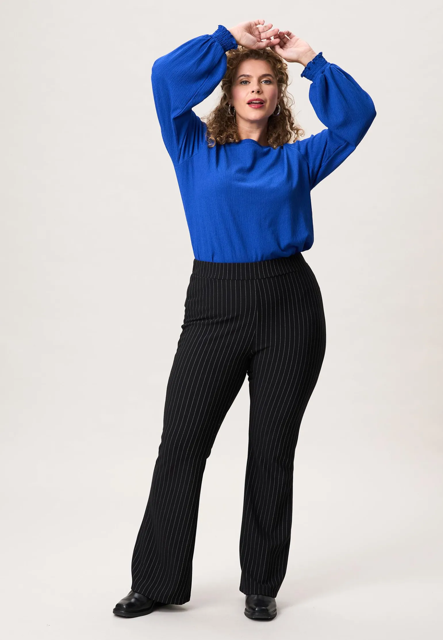 Outlet Miss Etam Broek flared streep zwart 32" Multi zwart
