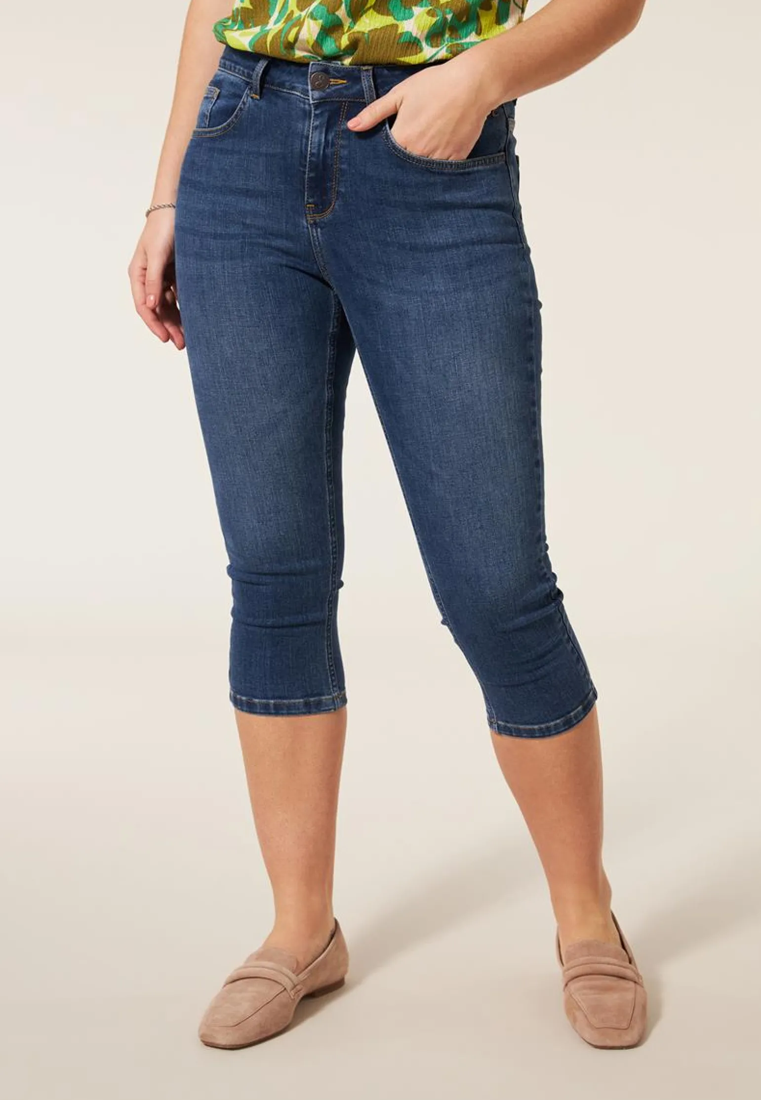 Outlet Miss Etam Broek 'Jackie' capri blauw Medium denim