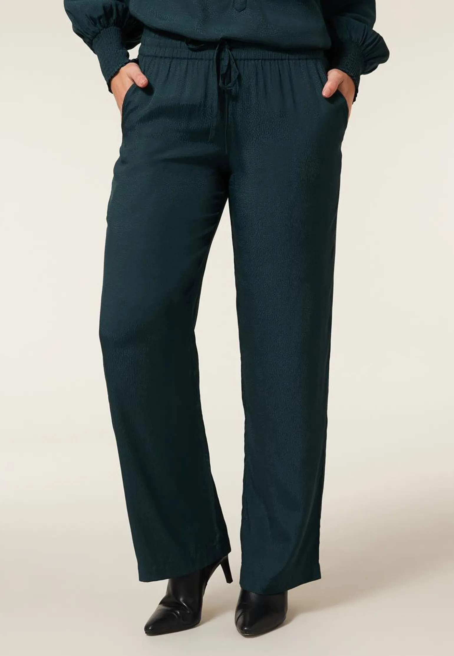Hot Miss Etam Broek jacquard wide leg groen Dark green