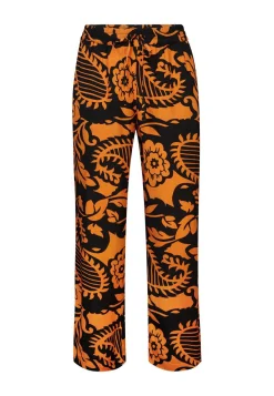 Discount Miss Etam Broek jacquard wide leg print oranje Multi dark camel