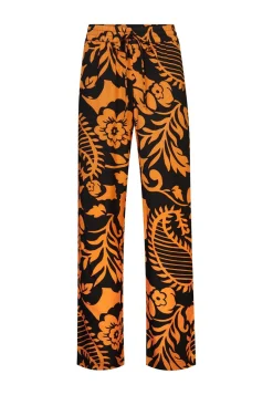 Online Miss Etam Broek jacquard wide leg print oranje Multi dark camel