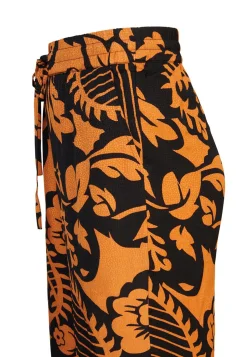 Outlet Miss Etam Broek jacquard wide leg print oranje 36