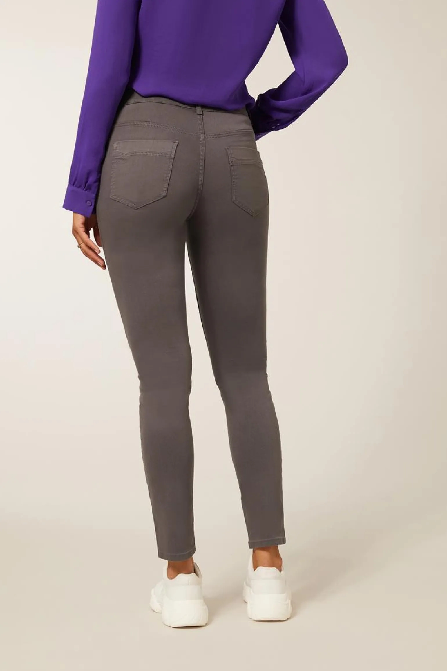 Outlet Miss Etam Broek slim fit grijs 32" Lichtgrijs