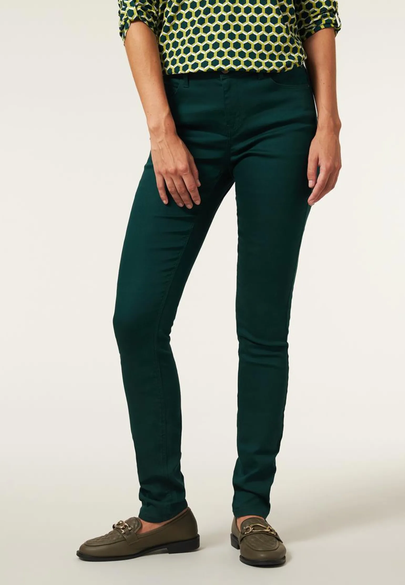 Hot Miss Etam Broek slim fit groen 36" Dark green