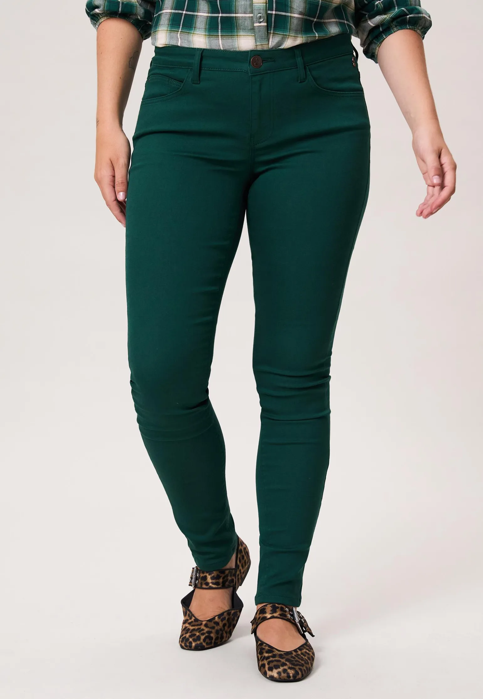 Online Miss Etam Broek slim fit groen 32" Dark green