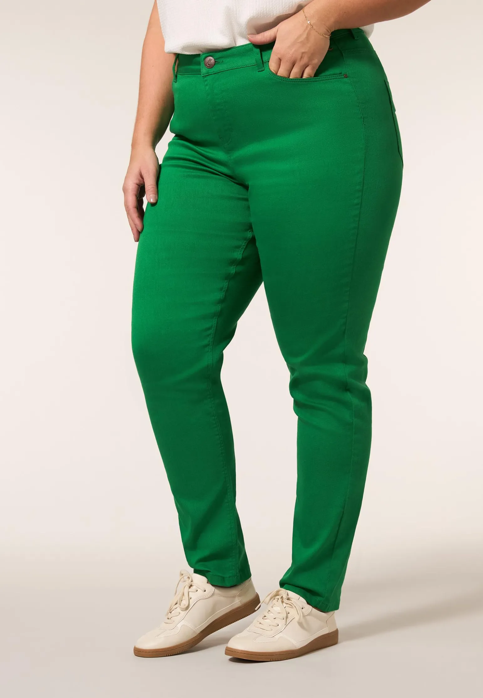 Discount Miss Etam Broek slim fit groen 32" Jelly bean green