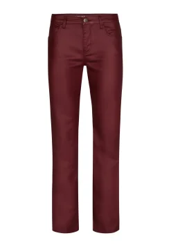 Online Miss Etam Broek straight fit coated rood 32" Dark red