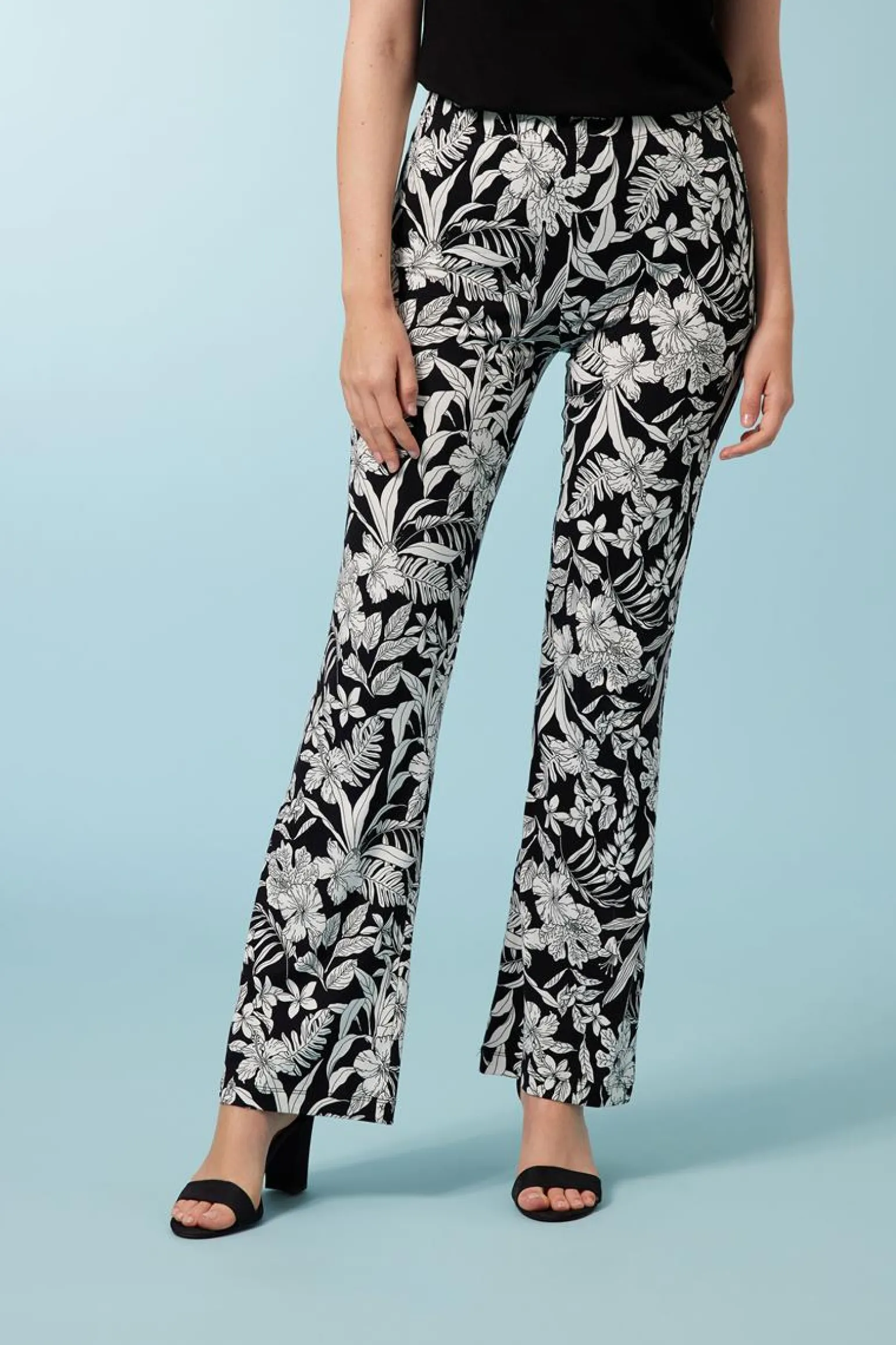 New Miss Etam Broek 'Tina' print zwart Multi offwhite