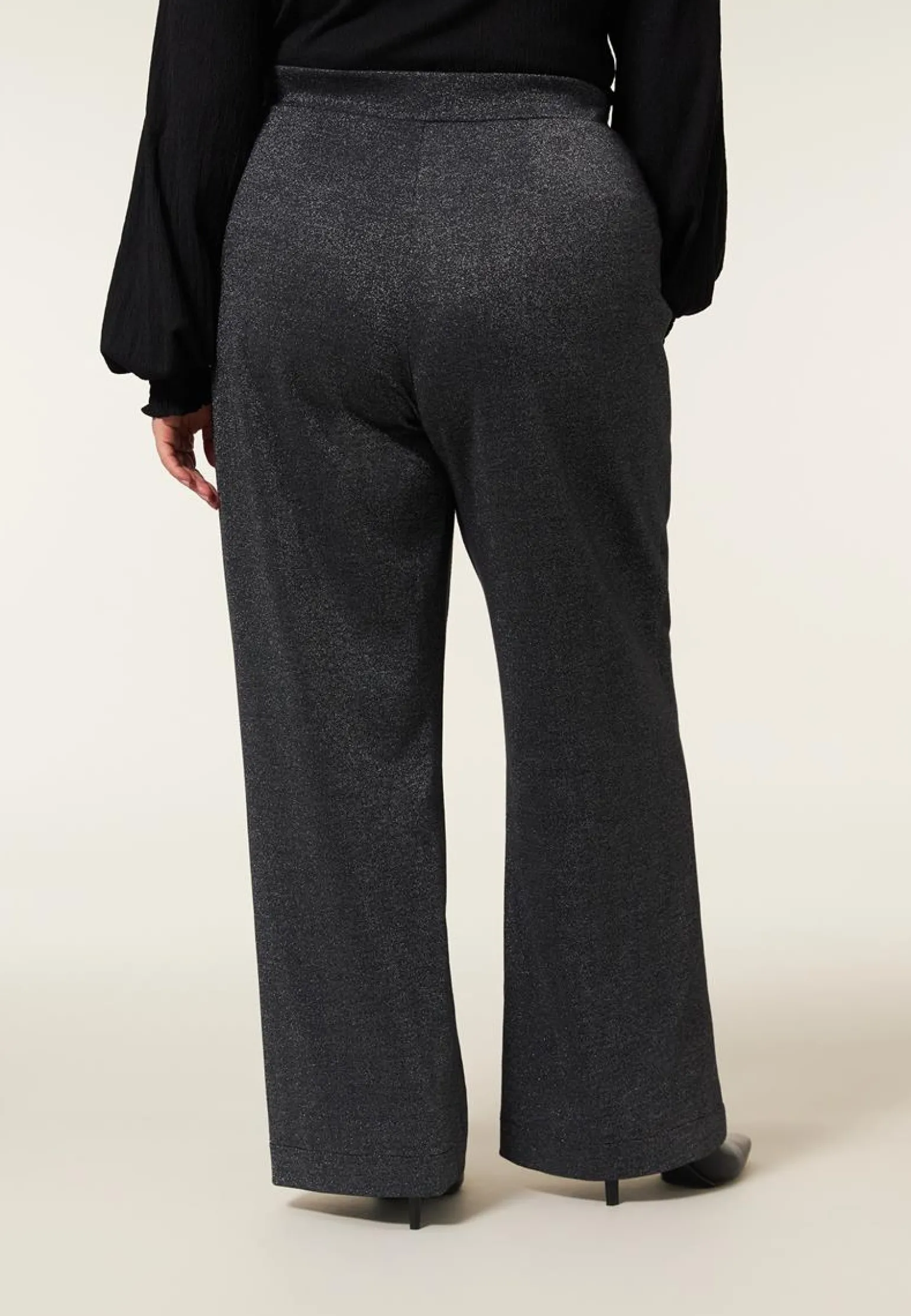 Hot Miss Etam Broek wide leg glitter grijs 32" Multi silver