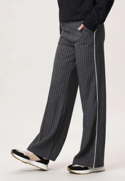 Hot Miss Etam Broek wide leg grijs pinstripe 32" Multi dark grey