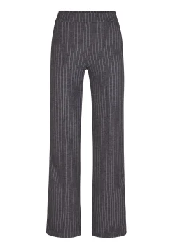 Outlet Miss Etam Broek wide leg grijs pinstripe 36" Multi dark grey