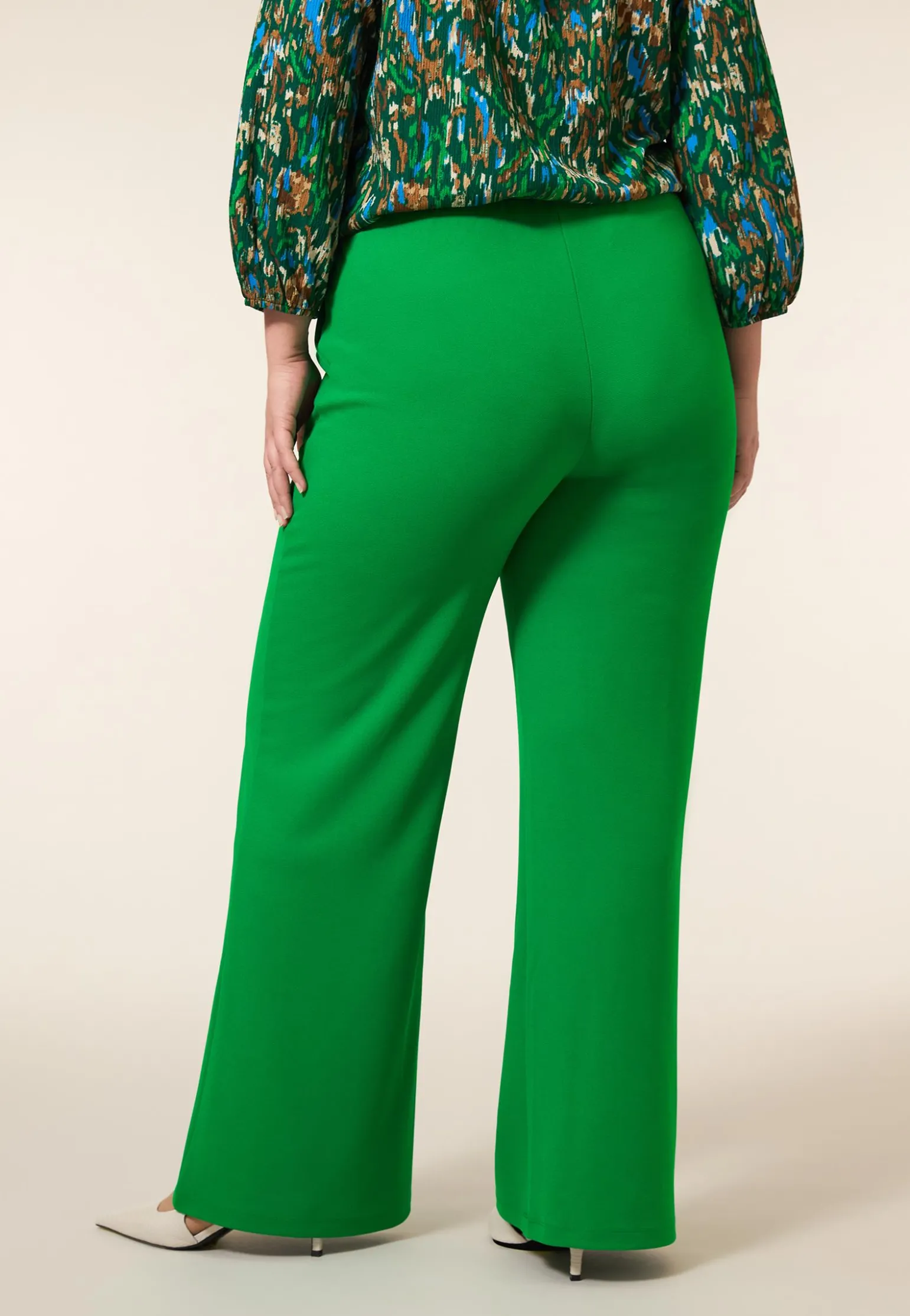 Online Miss Etam Broek wide leg groen 32" Jelly bean green