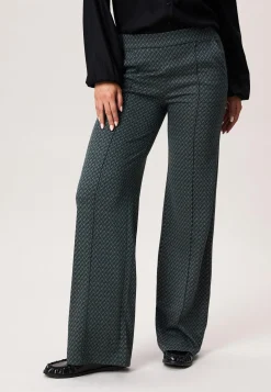 Miss Etam Broek wide leg jacquard print groen 36" Multi cyan