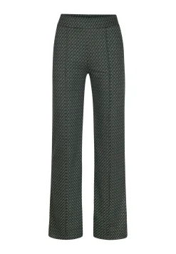 Miss Etam Broek wide leg jacquard print groen 36" Multi cyan