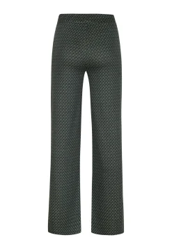 Miss Etam Broek wide leg jacquard print groen 36