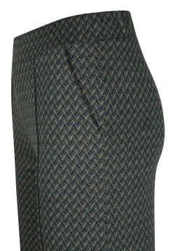 Miss Etam Broek wide leg jacquard print groen 36