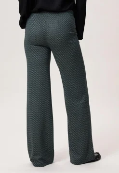 Miss Etam Broek wide leg jacquard print groen 36