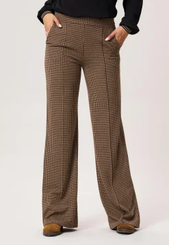 Online Miss Etam Broek wide leg jacquard print bruin 36" Multi brown
