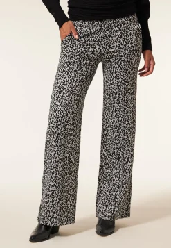 Clearance Miss Etam Broek wide leg jacquard print zwart 32" Multi zwart