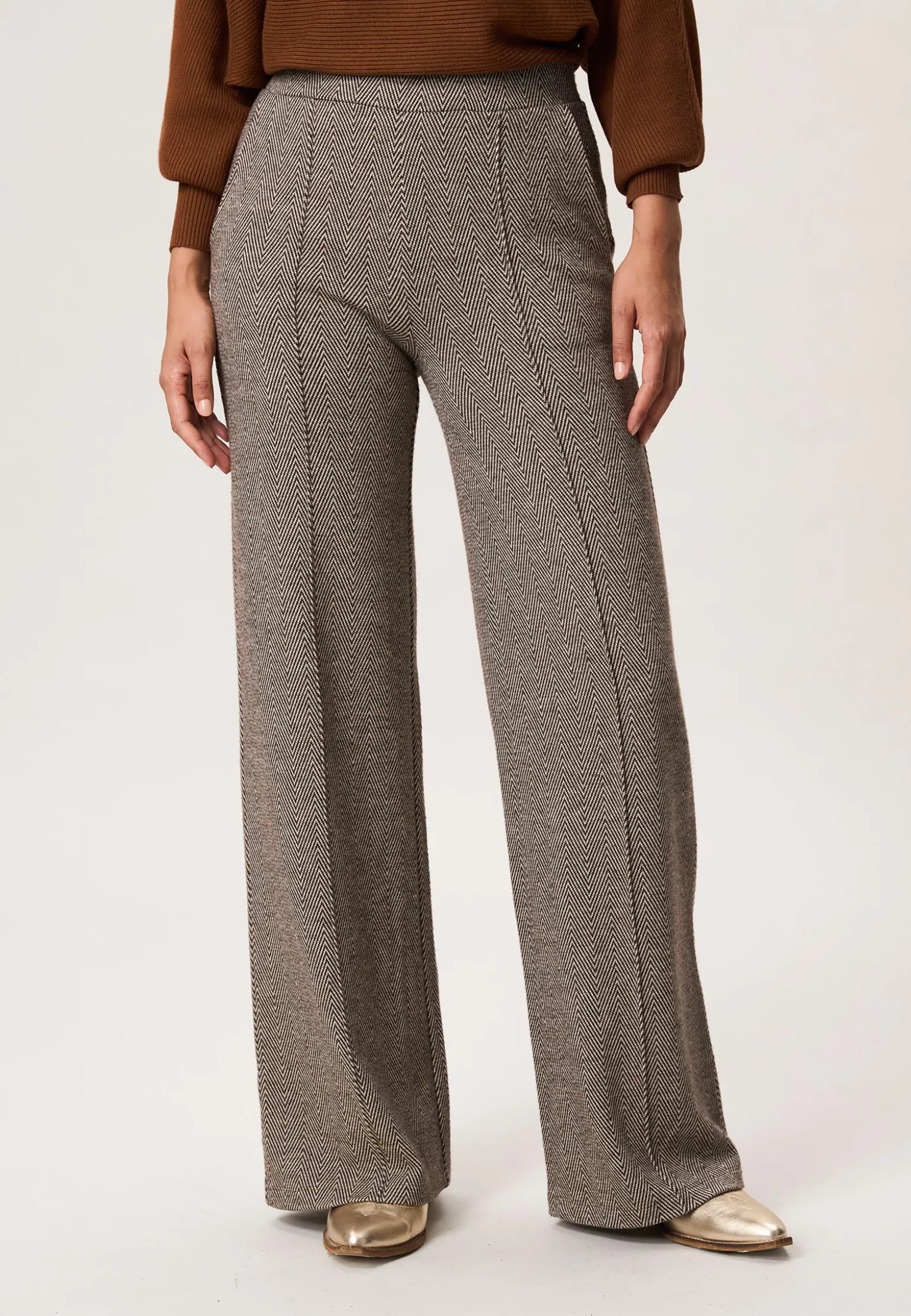 Online Miss Etam Broek wide leg print 32" Multi brown