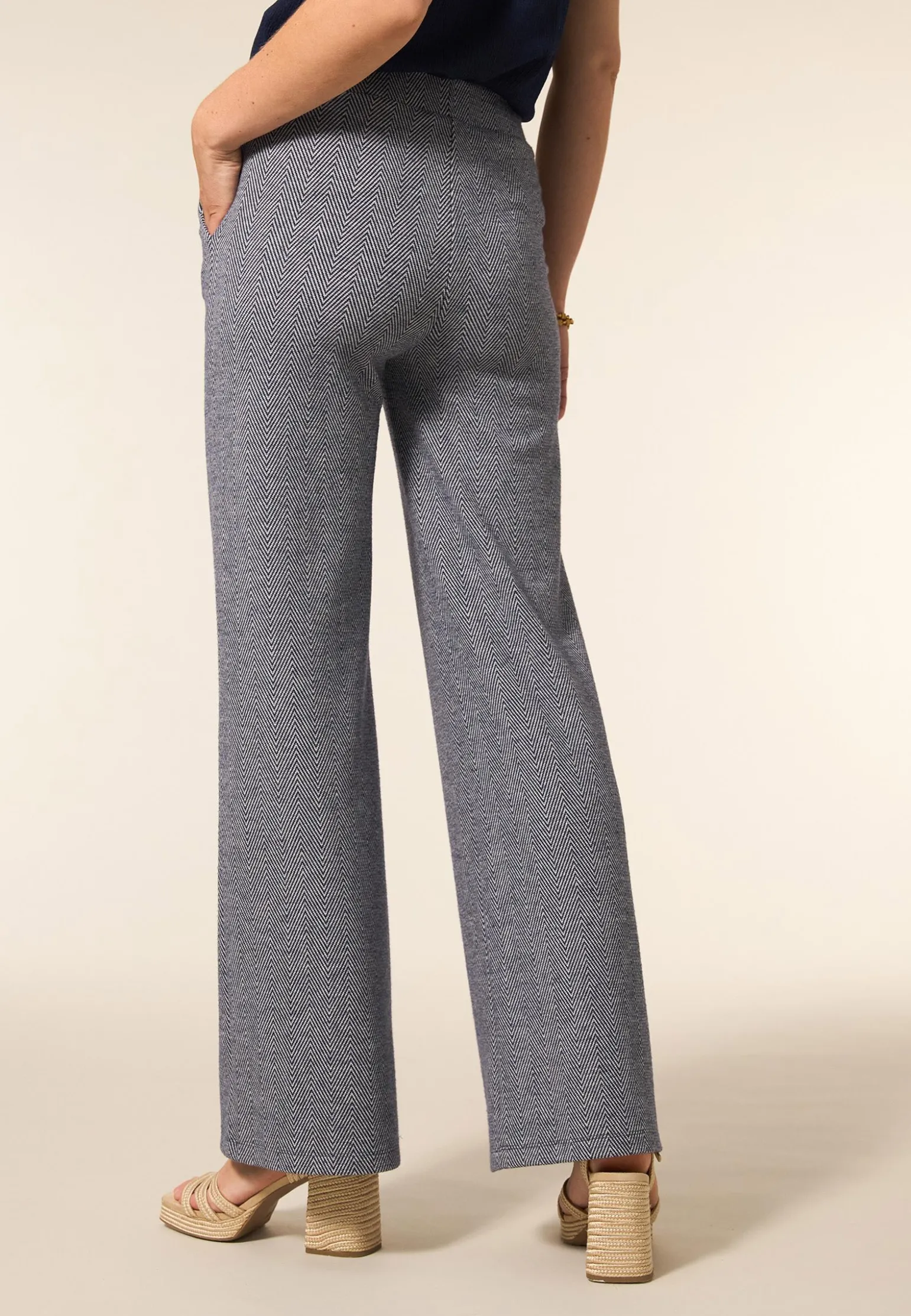 New Miss Etam Broek wide leg print 32" Multi donker blue
