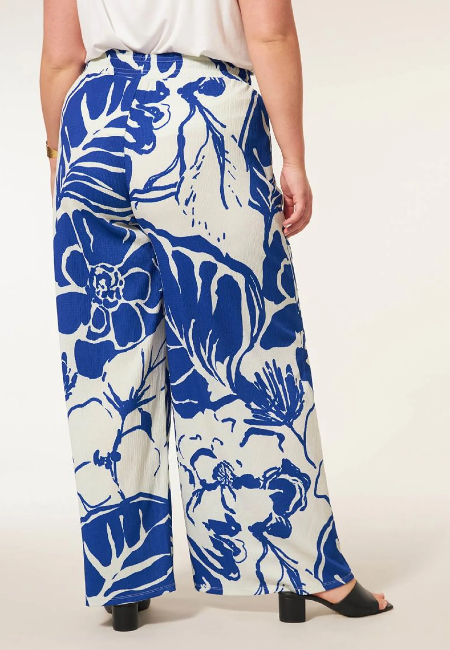 Hot Miss Etam Broek wide leg print blauw 32" Multi kingblue