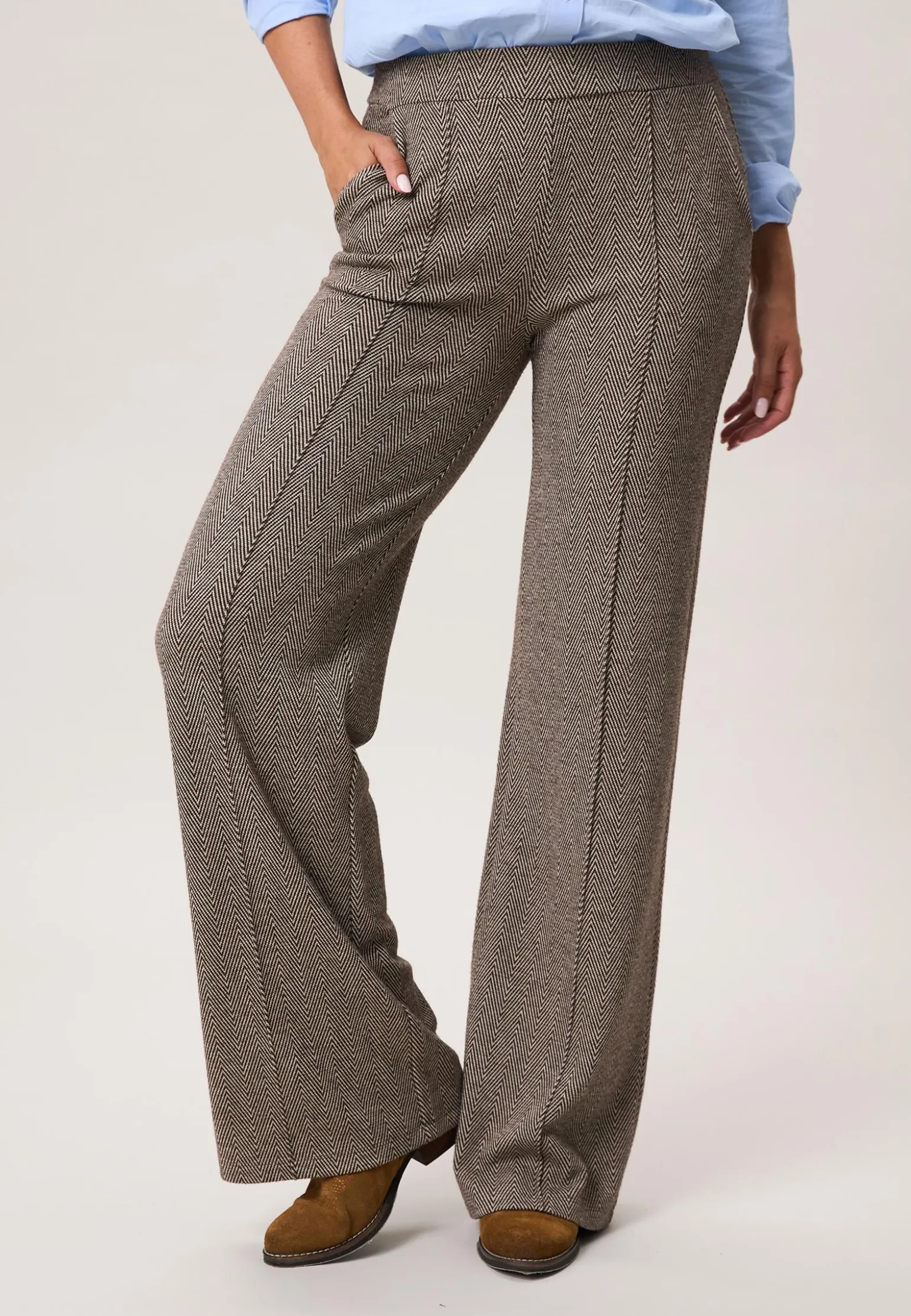 New Miss Etam Broek wide leg print bruin 36' Multi brown