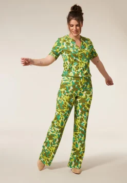 Discount Miss Etam Broek wide leg print groen 32