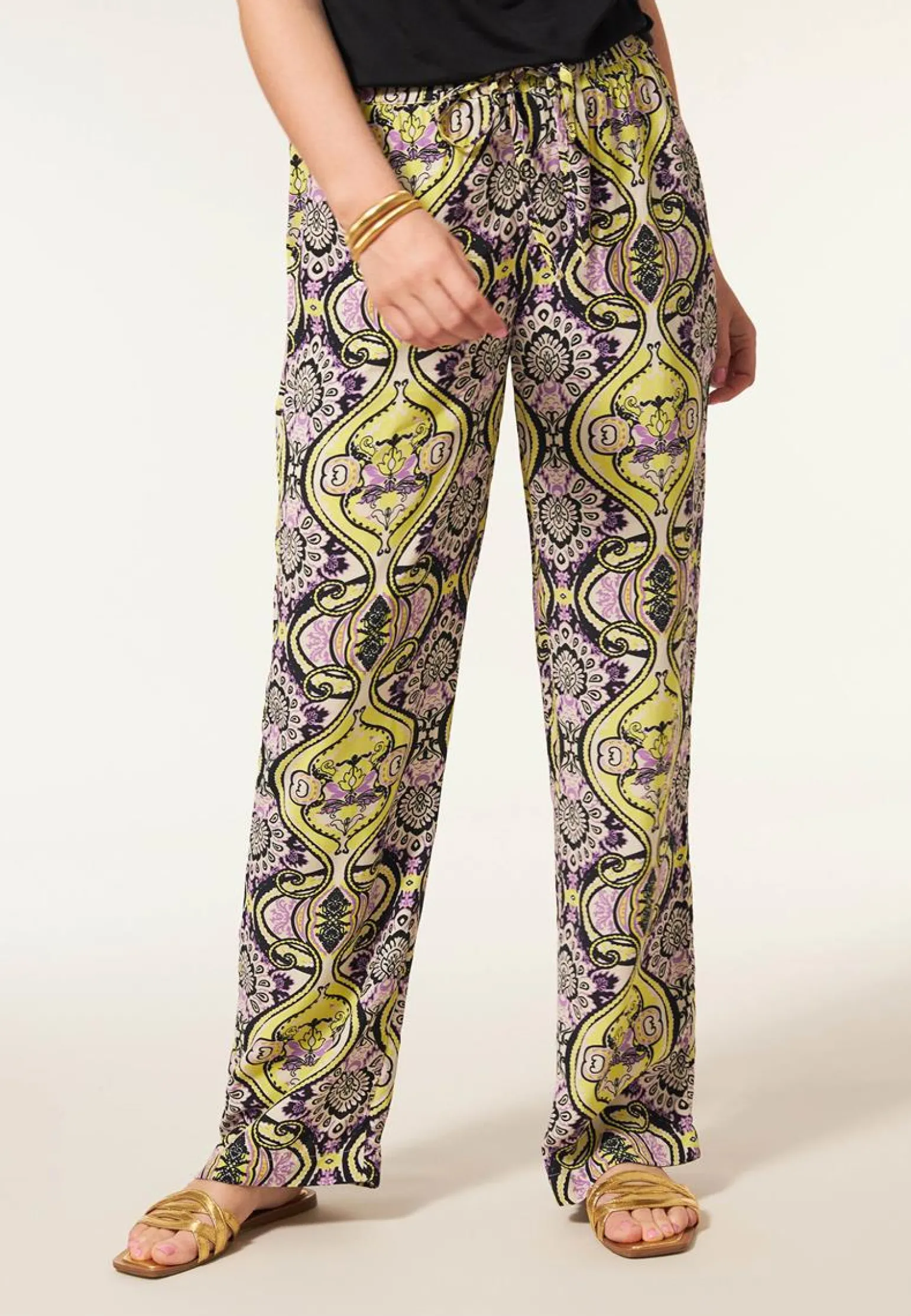 Discount Miss Etam Broek wide leg print paars Multi purple