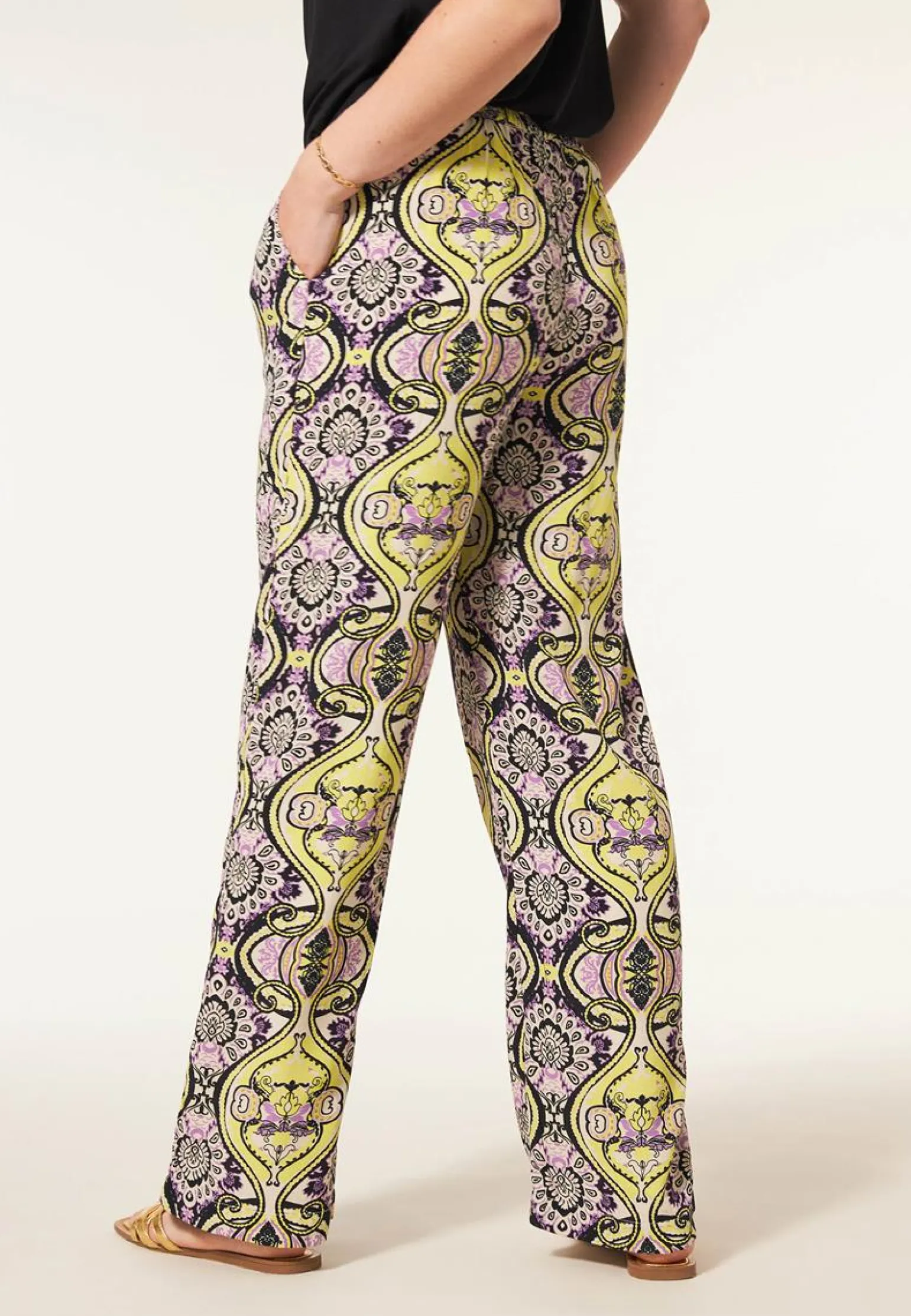 Discount Miss Etam Broek wide leg print paars Multi purple
