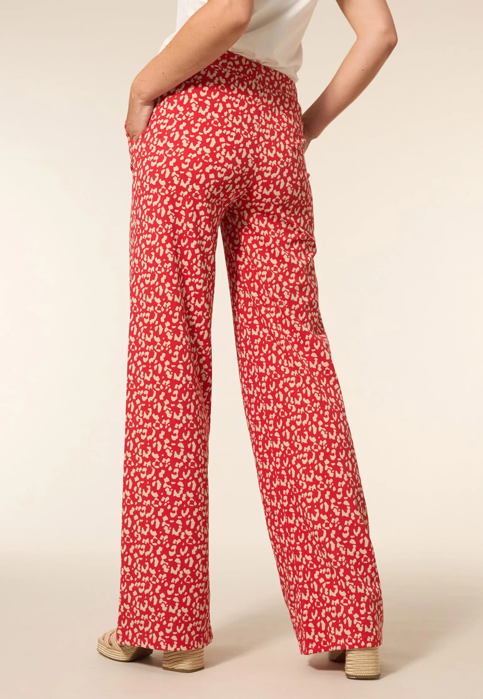 Miss Etam Broek wide leg print rood 36" Multi rood