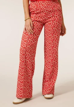 Hot Miss Etam Broek wide leg print rood 32" Multi rood