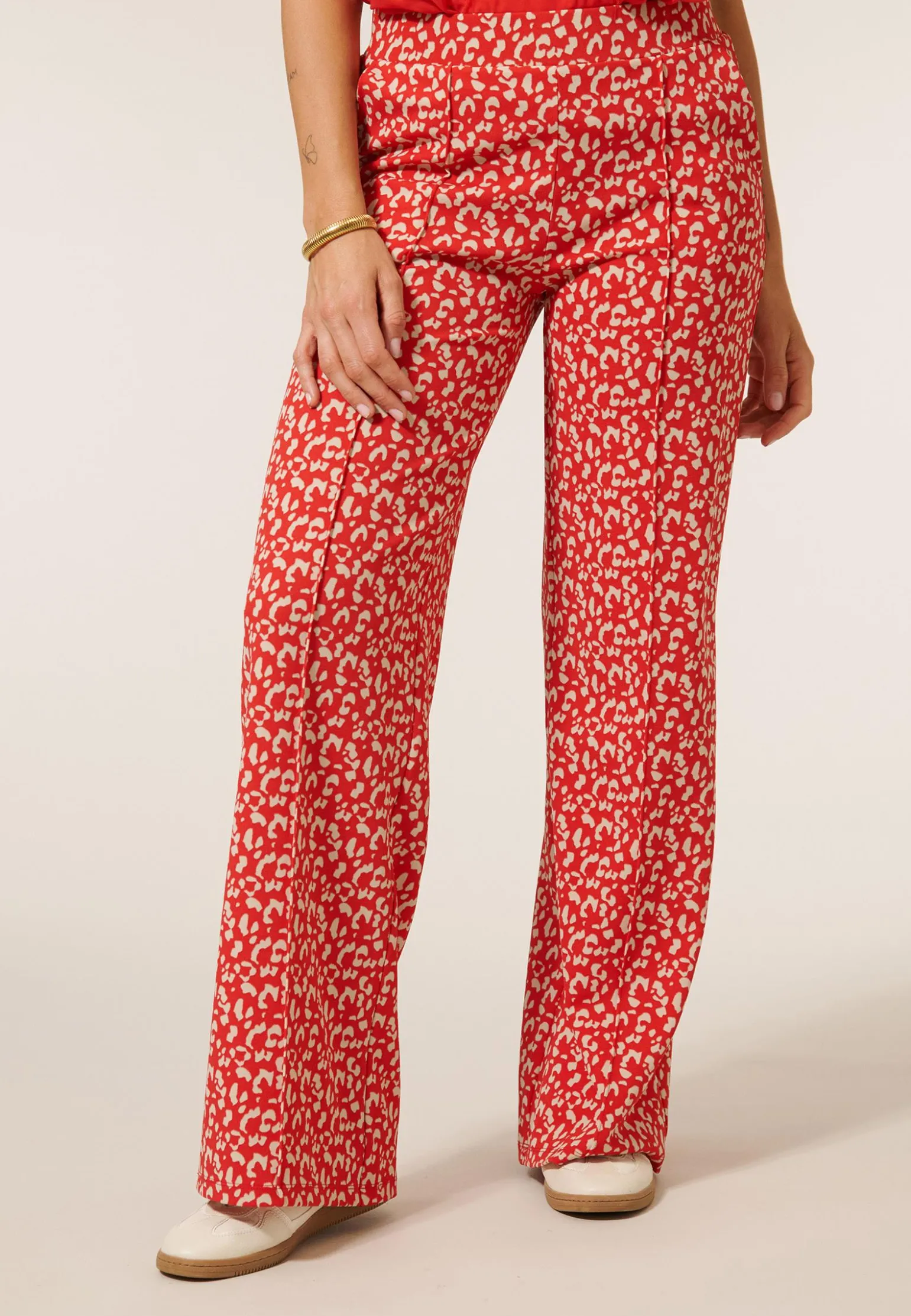 Hot Miss Etam Broek wide leg print rood 32" Multi rood