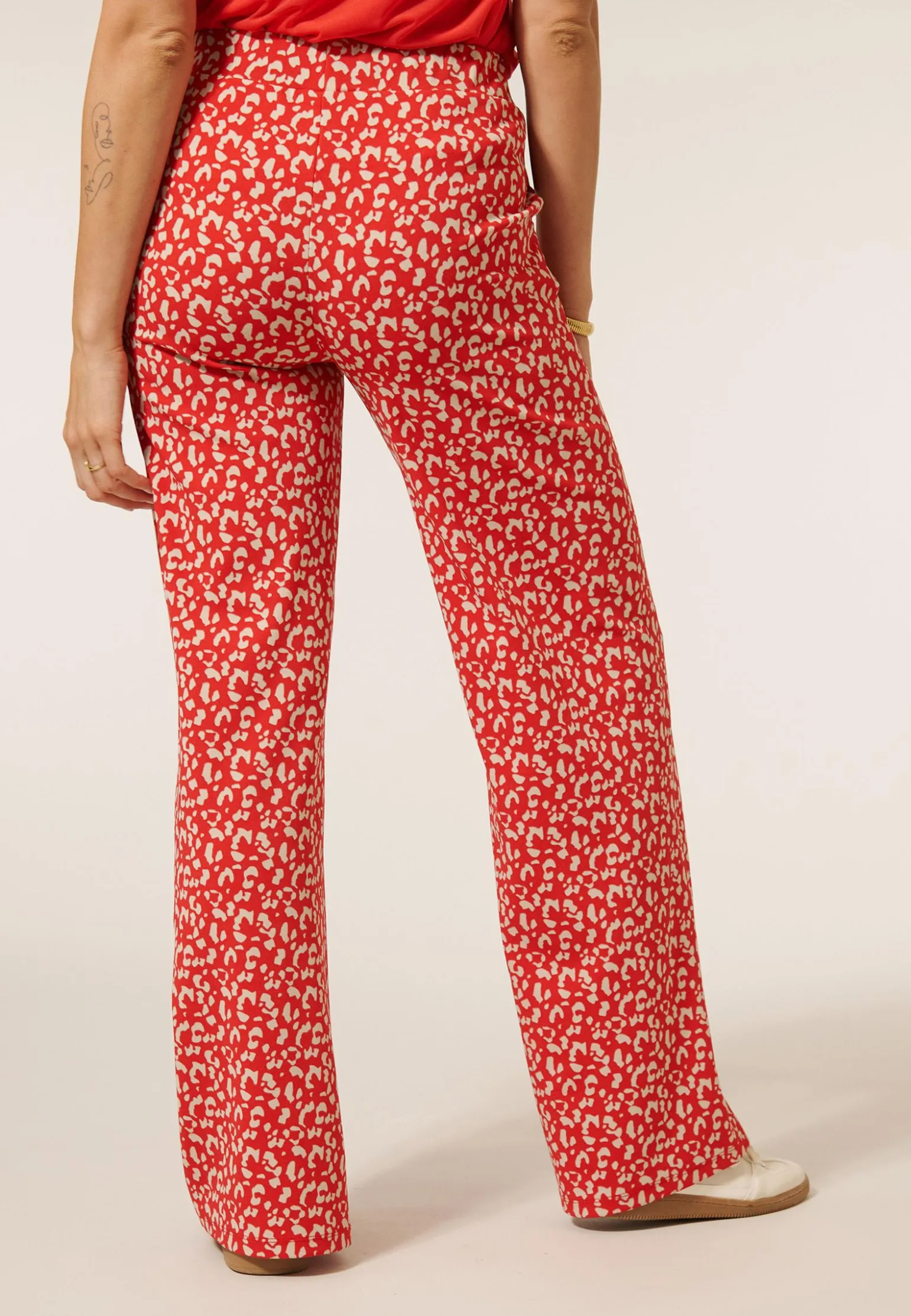 Hot Miss Etam Broek wide leg print rood 32" Multi rood