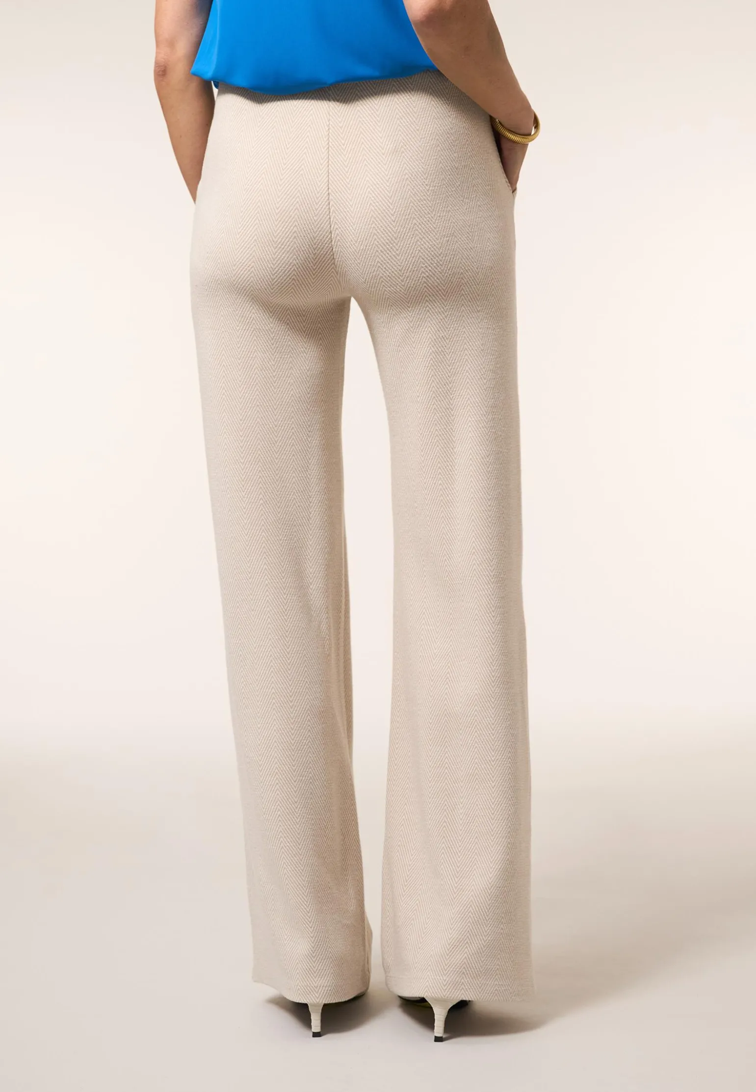 Miss Etam Broek wide leg print zand 32" Multi sand