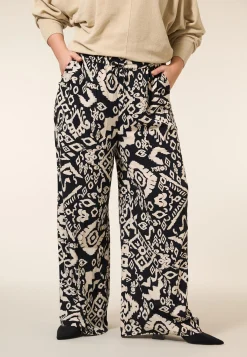 Discount Miss Etam Broek wide leg print zwart 32" Multi zwart