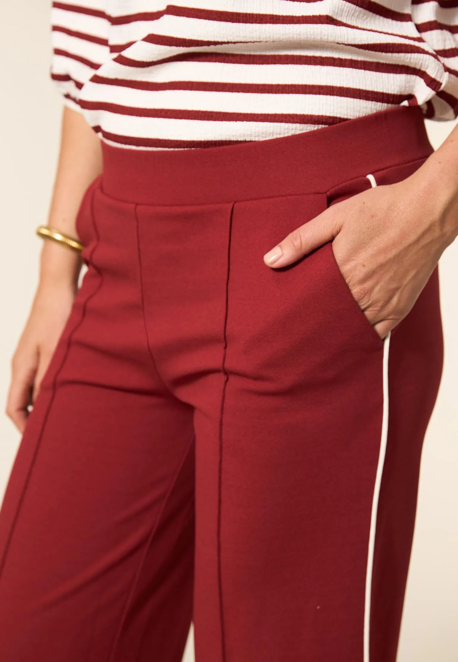 Online Miss Etam Broek wide leg rood 32" Multi dark red