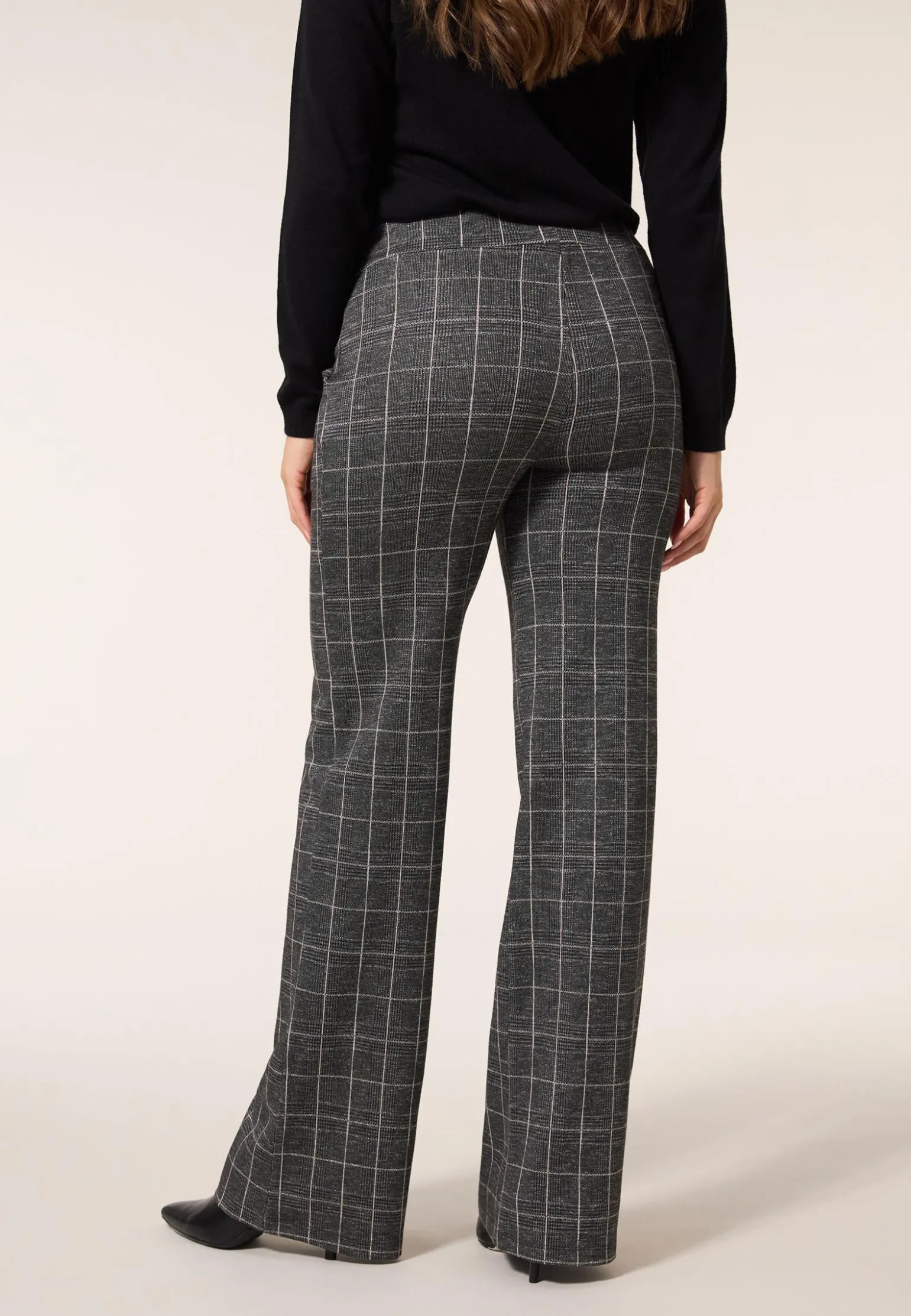 Online Miss Etam Broek wide leg ruit grijs 36" Multi grey