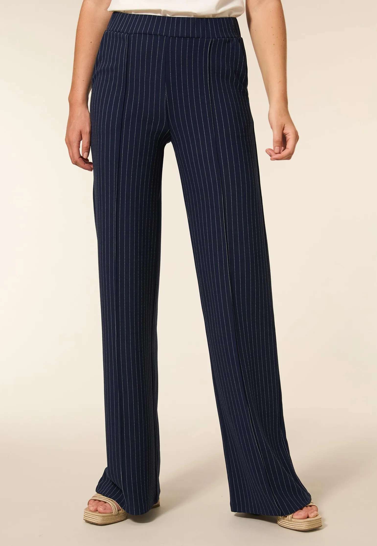 New Miss Etam Broek wide leg streep blauw 36" Multi donker blue