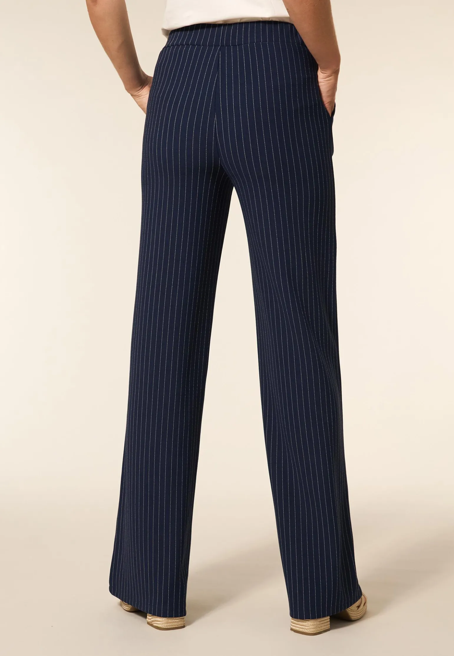 New Miss Etam Broek wide leg streep blauw 36" Multi donker blue