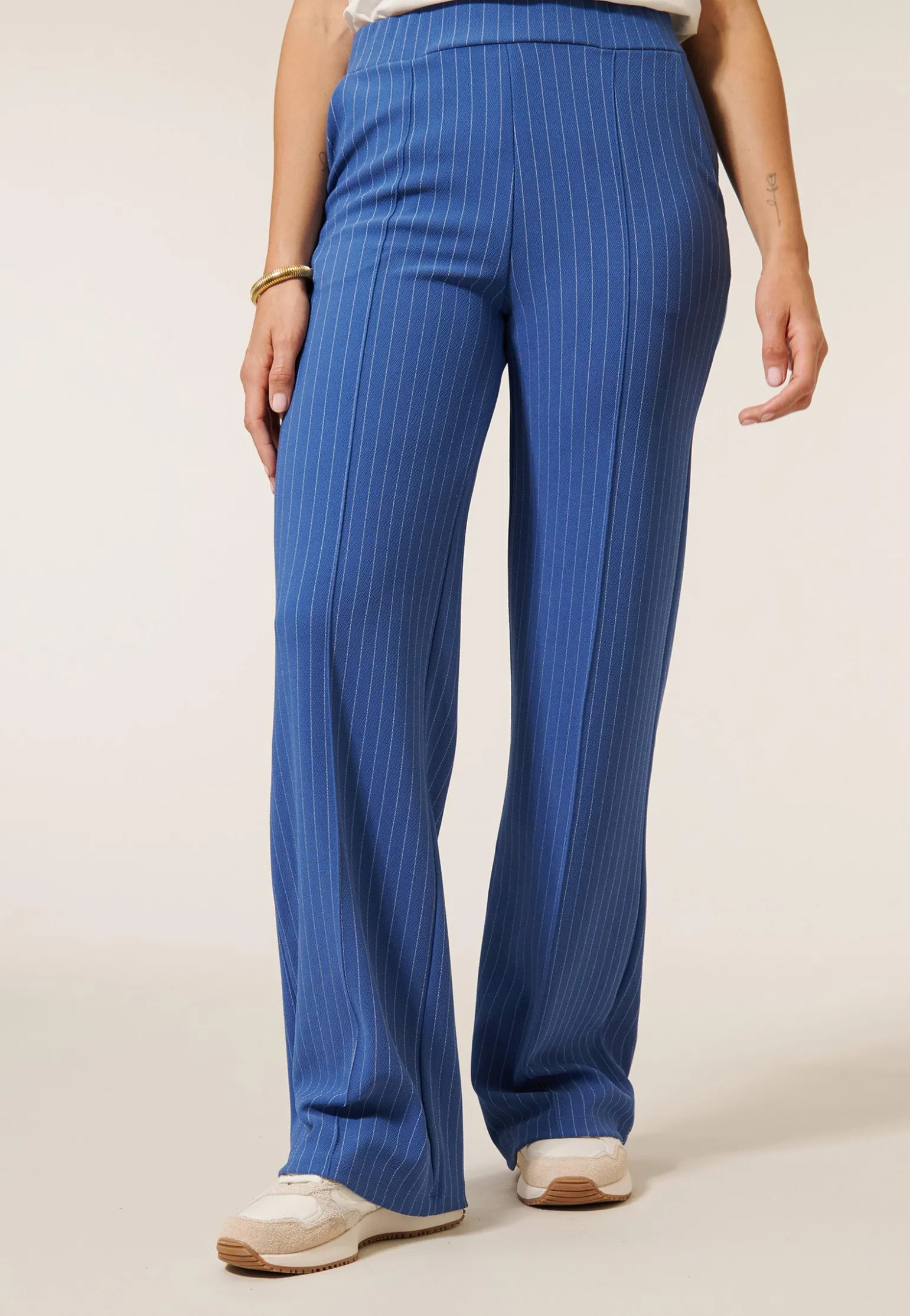 Best Miss Etam Broek wide leg streep blauw 32" Multi kobaltblauw